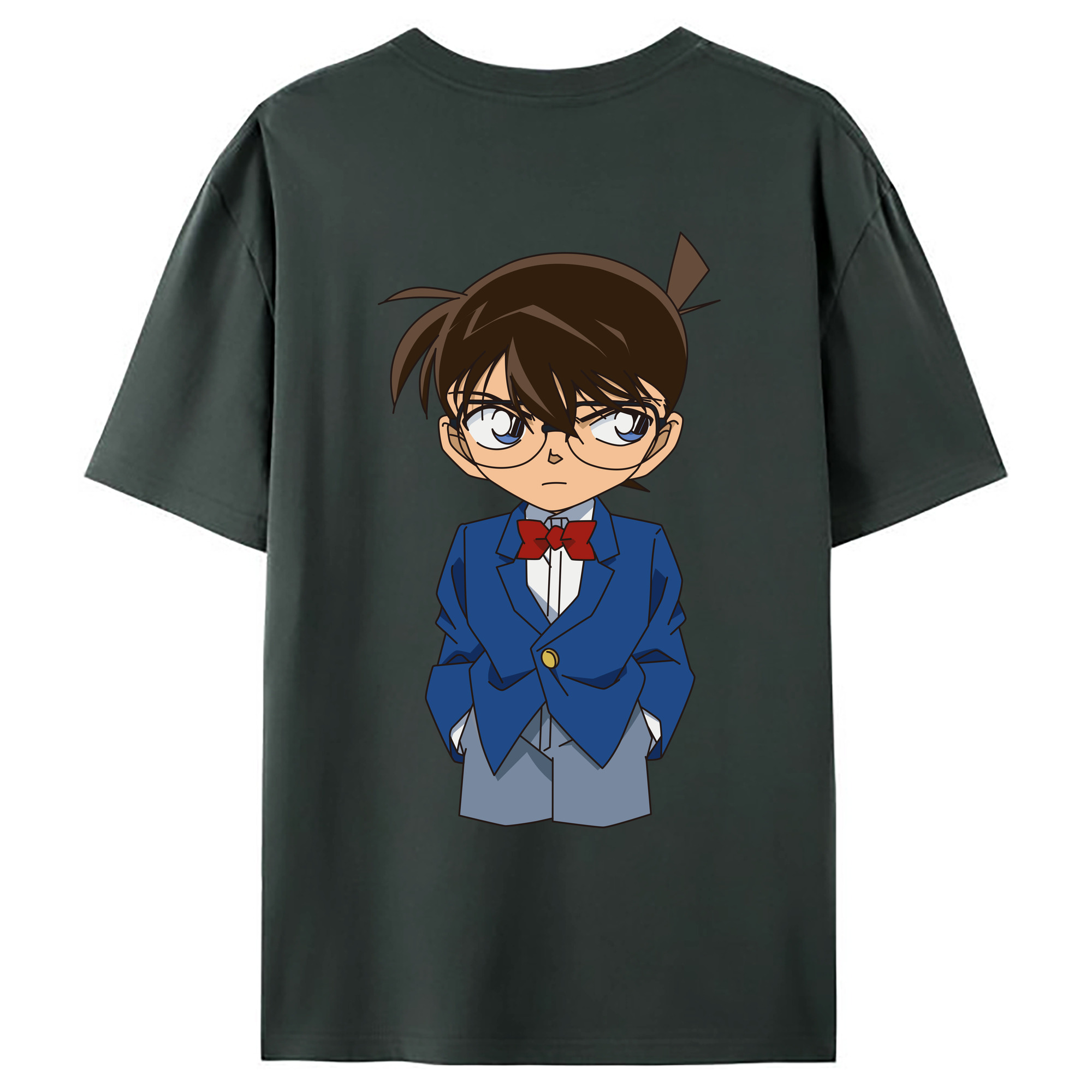 （画像用） 名探偵コナン 江戸川 コナン Detective Conan Conan Edogawa 綿100％ メンズ半袖Tシャツ（バックプリント） 通気性